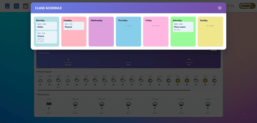 Create and manage weekly class schedules for your children.