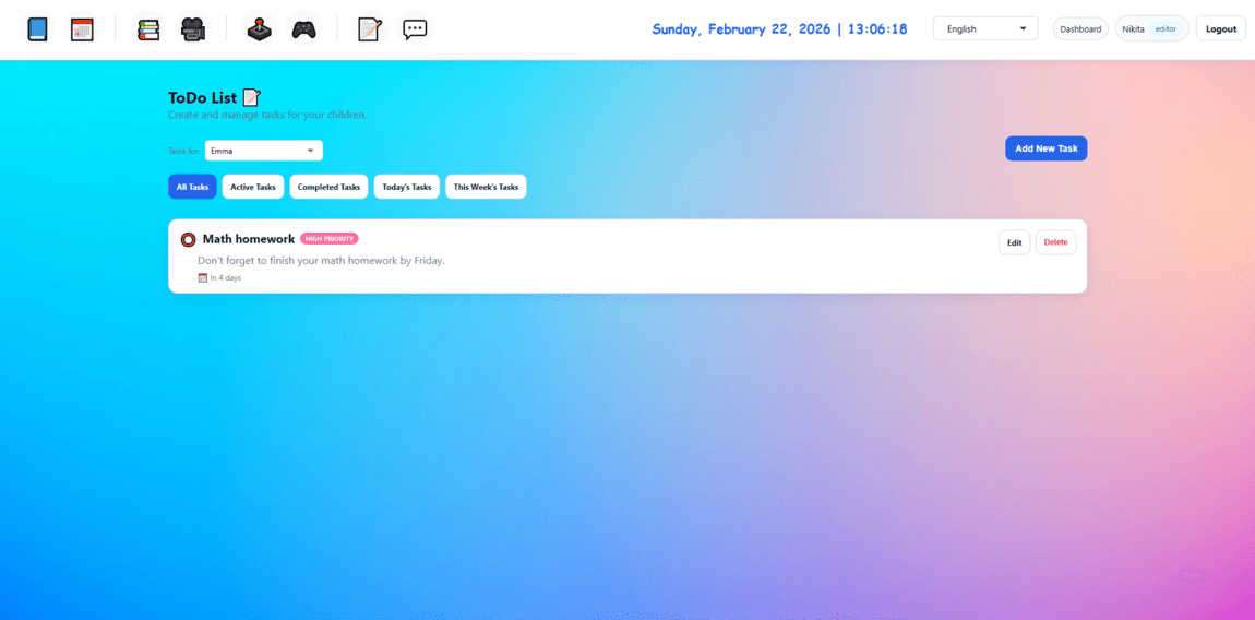 Kids Safe Browser ToDo view 1