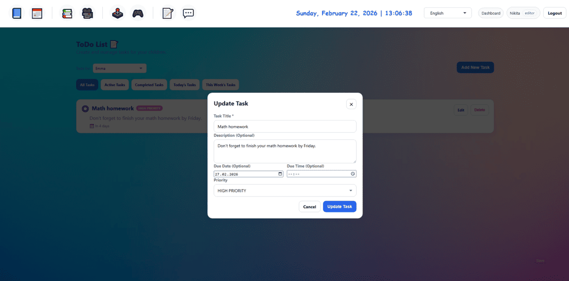 Kids Safe Browser ToDo view 3